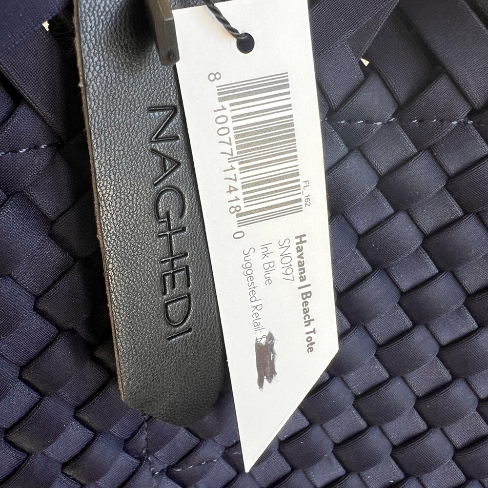 Naghedi Navy Woven Tote NWT - Picture 7 of 14